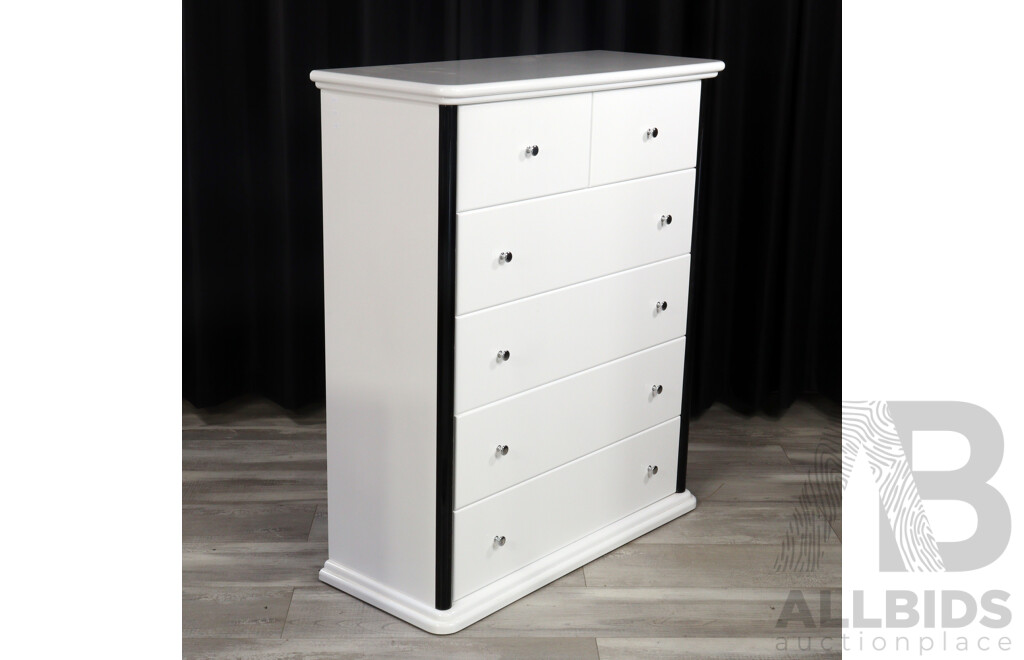 Modern White Six Drawer Tall Boy by Accolade Furniture