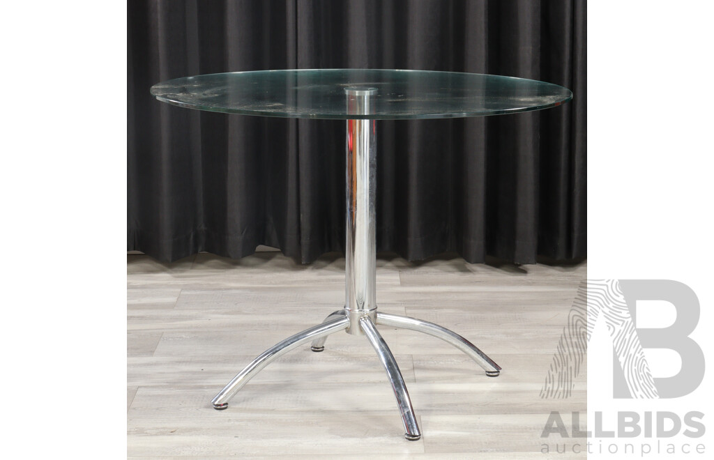 Modern Glass Top Table with Four Leatherette Upholstered Chairs