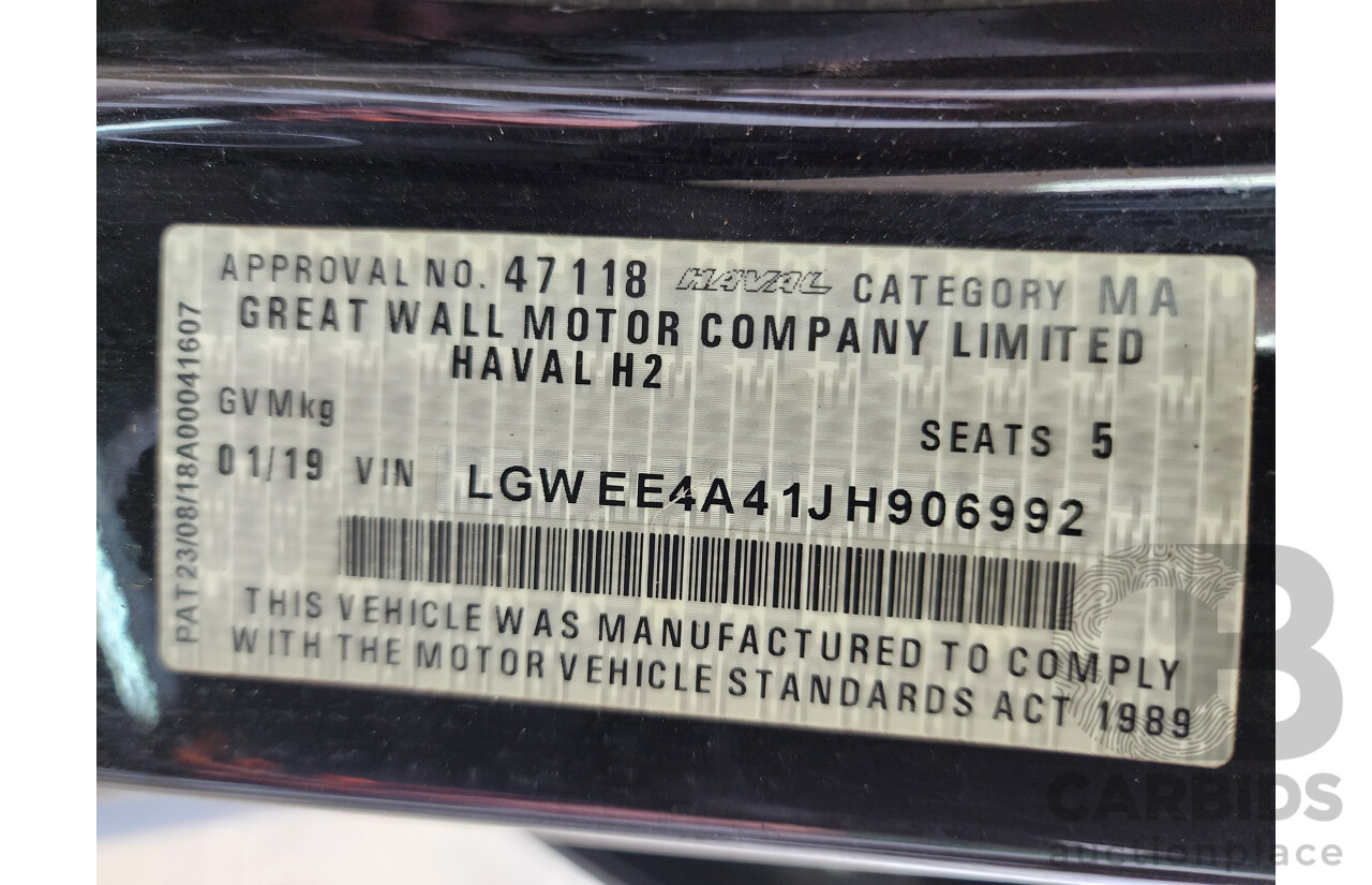 1/2019 Haval H2 Luxury (4x2)  4d Wagon Black 1.5L
