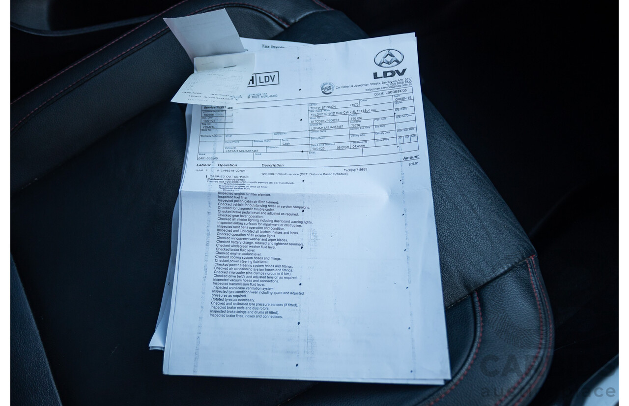 05/2018 LDV T60 LUXE (4x4) SK8C Double Cab Utility Blue Turbo Diesel 2.8L