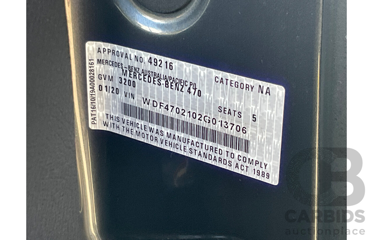 01/2020 Mercedes-Benz X220d Pure (RWD) 470 Dual Cab P/Up Rock Grey Metallic Turbo Diesel 2.3L