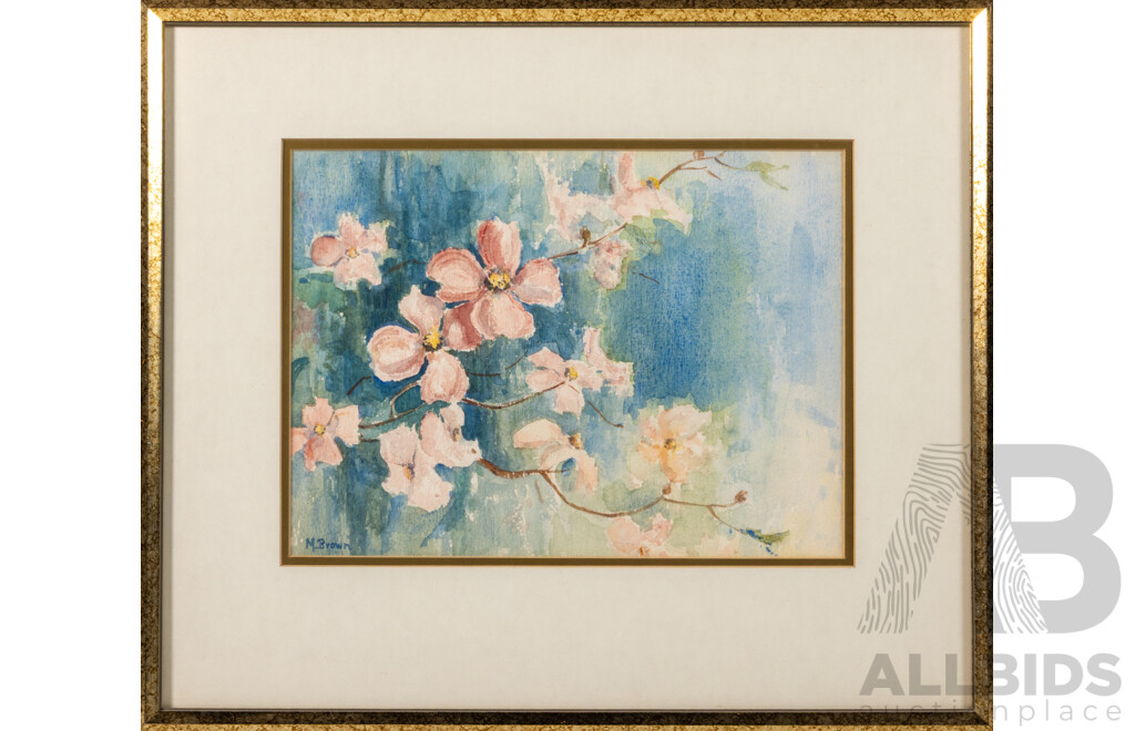 Marie Brown (20th Century, Canadian), Dogwood, McLean Virginia, Original Vintage Watercolour, 39 x 45 cm (frame)