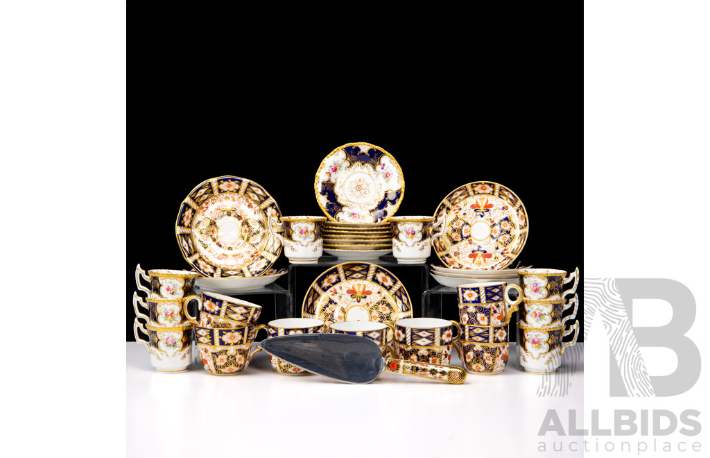 Vintage Coalport Porcelain Eight Duo Set Along with Royal Crown Derby Porcelain Seven Various Duos in Imari Pattern