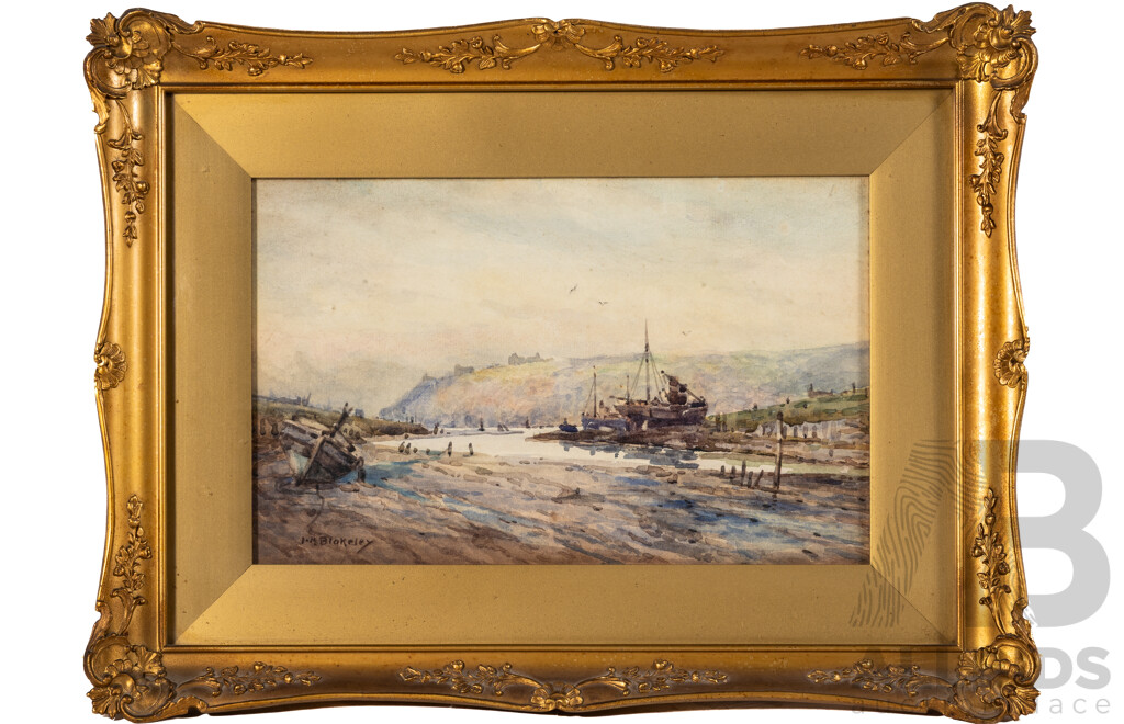 John Harold Blakeley (19/20th Centuries, British, 1887-1978), Whitby, Lovely Antique Original Watercolour, 35 x 47 cm (frame)