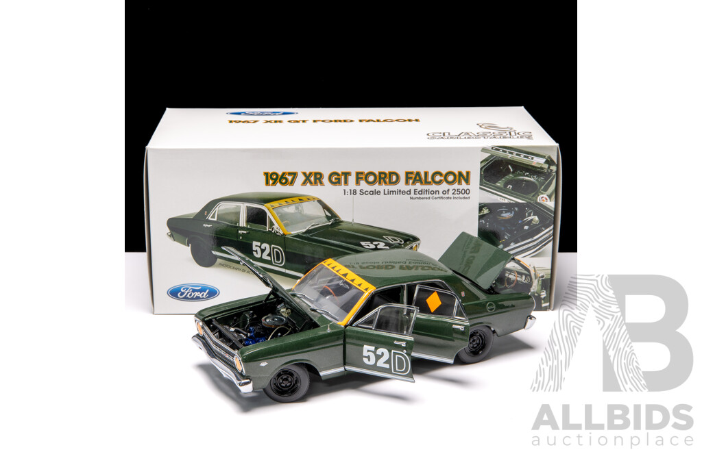 Classic Carlectables 1967 Ford XR GT Falcon Dark Green #52D - 1641/2500 1:18 Scale Model Car - COA Included