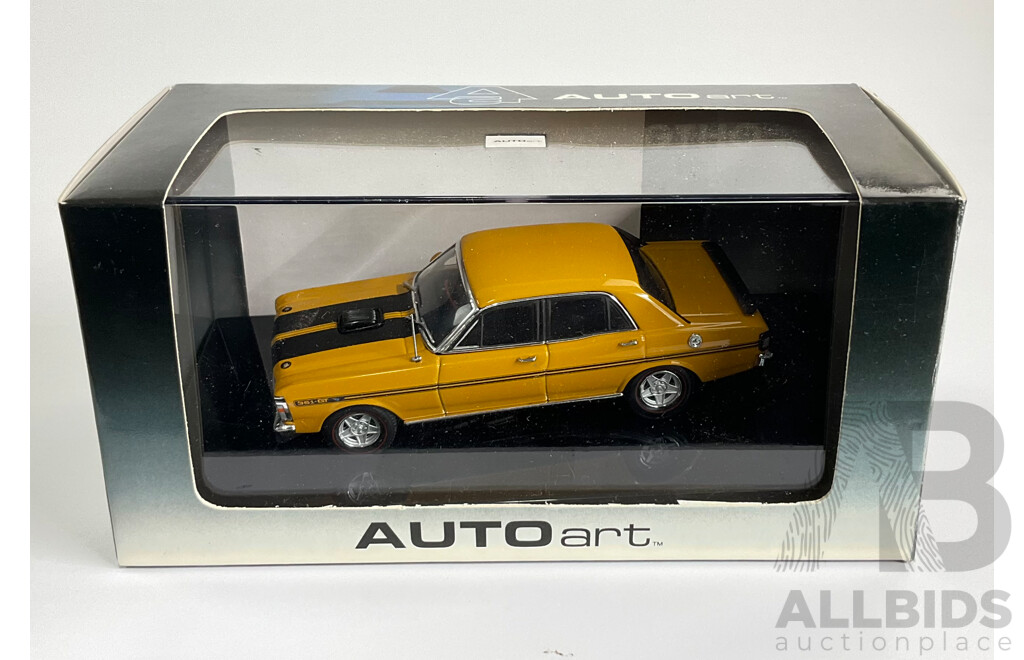 AUTOart Diecast 1971 XY Ford Falcon GTHO Phase Three, 5.8 Litre, Yellow Ochre - 1:43 Scale, COA Included