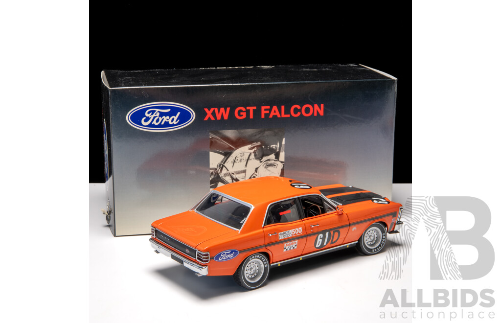AUTOart 1969 Ford XW GT Falcon #61D Hardie Ferodo 500 Allan Moffat & Alan Hamilton 3000/5000 1:18 Scale Model Car - Signed COA Included