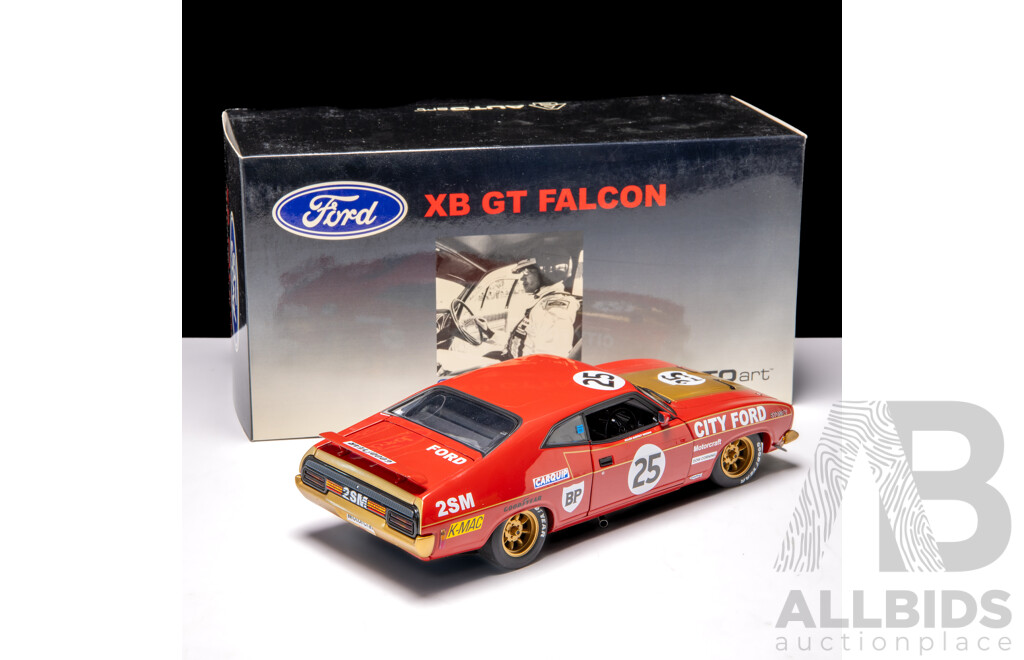 AUTOart 1975 Ford XB GT Falcon Coupe Hardie Ferodo 1000 2nd Place - Allan Moffat & Ian Geoghegan #25 Red 2858/6000 1:18 Scale Model Car - Signed COA