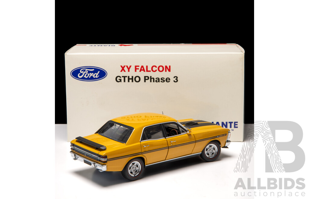 Biante Ford XY Falcon GT-HO Phase III Yellow Ochre W Black Stripes 3738/7500 1:18 Scale Model Car - COA Included