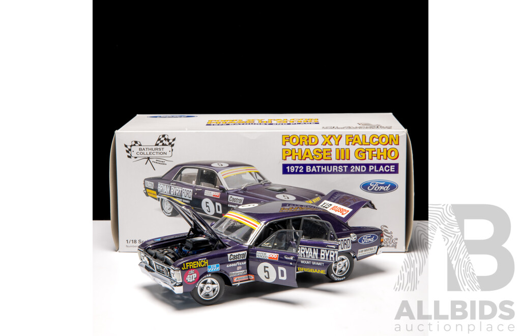 Classic Carlectables 1972 Ford XY Falcon GT-HO Phase III #5D John French Purple 1153/2000 1:18 Scale Model Car - COA Included