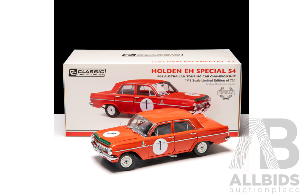Classic Carlectables 1964 Holden EH Special S4 #1 Red Australian Touring Car Championship 1:18 Scale Model Car - COA Included