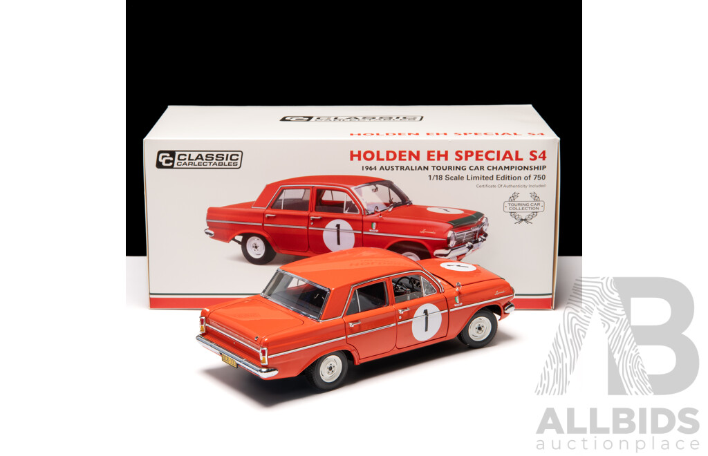 Classic Carlectables 1964 Holden EH Special S4 #1 Red Australian Touring Car Championship 1:18 Scale Model Car - COA Included