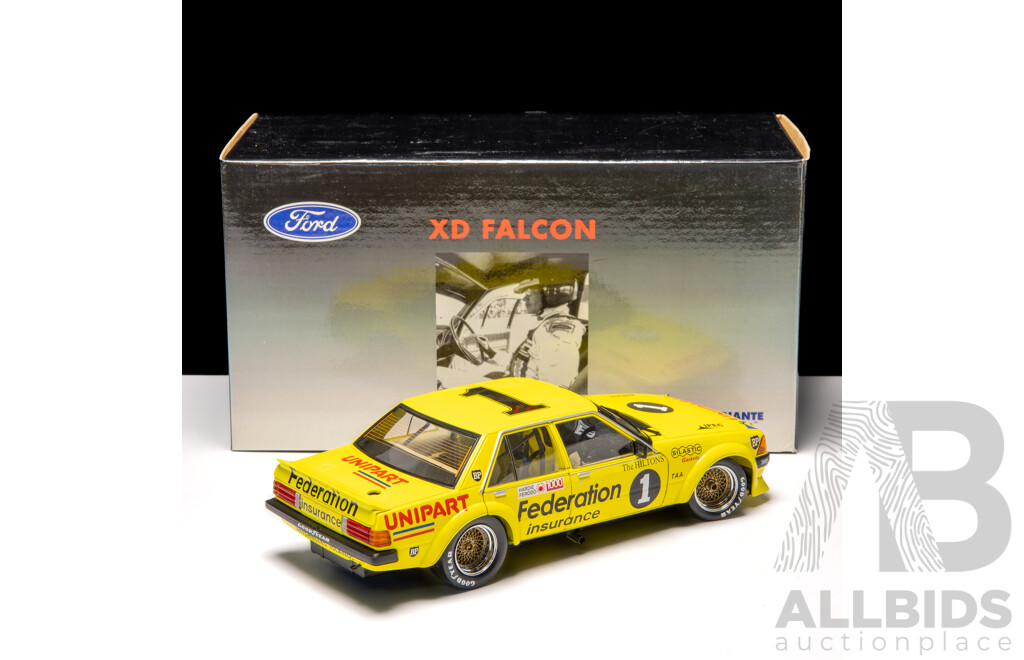 Biante 1980 Ford XD Falcon #1 Federation Yellow Allan Moffat 2670/6000 1:18 Scale Model Car - Signed COA Included