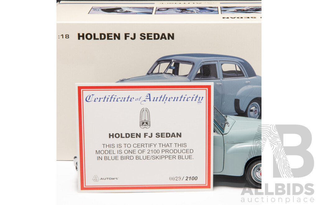 AUTOart Holden FJ Sedan Blue Bird / Skipper Blue #29/2100 1:18 Scale Model Car