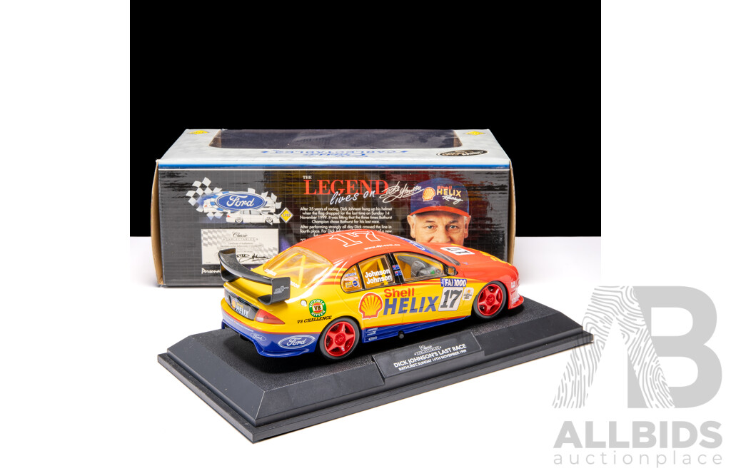 Classic Carlectables 1999 Ford AU Falcon Shell Helix #17 Dick Johnson's Final Race Bathurst 1:18 Scale Model Car - Signed COA