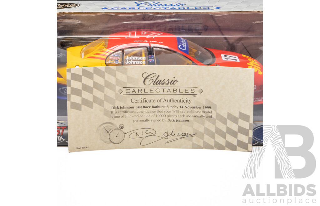 Classic Carlectables 1999 Ford AU Falcon Shell Helix #17 Dick Johnson's Final Race Bathurst 1:18 Scale Model Car - Signed COA