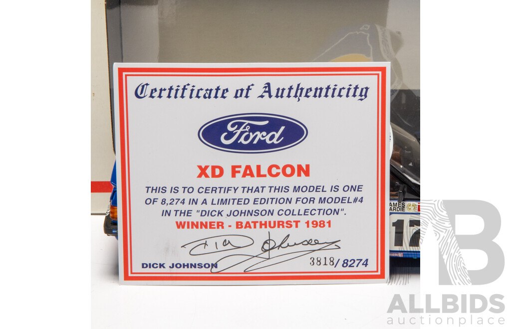 Biante 1981 Ford XD Falcon Bathurst Winner Tru-Blu Dick Johnson #17 Blue 3818/8274 1:18 Scale Model Car - Signed COA Included