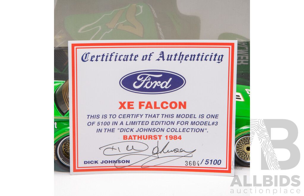 Biante 1984 Ford XE Falcon #17 Greens-Tuf Dick Johnson Bathurst 3604/5100 1:18 Scale Model Car - Signed COA