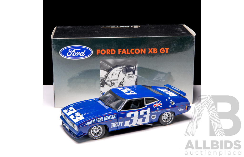 AUTOart 1974 Ford XB GT Falcon Coupe Brut 33 Hardie Ferodo 1000 Allan Moffat & Dieter Glemser 144/6000 1:18 Scale Model Car - Signed COA