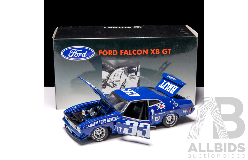 AUTOart 1974 Ford XB GT Falcon Coupe Brut 33 Hardie Ferodo 1000 Allan Moffat & Dieter Glemser 144/6000 1:18 Scale Model Car - Signed COA