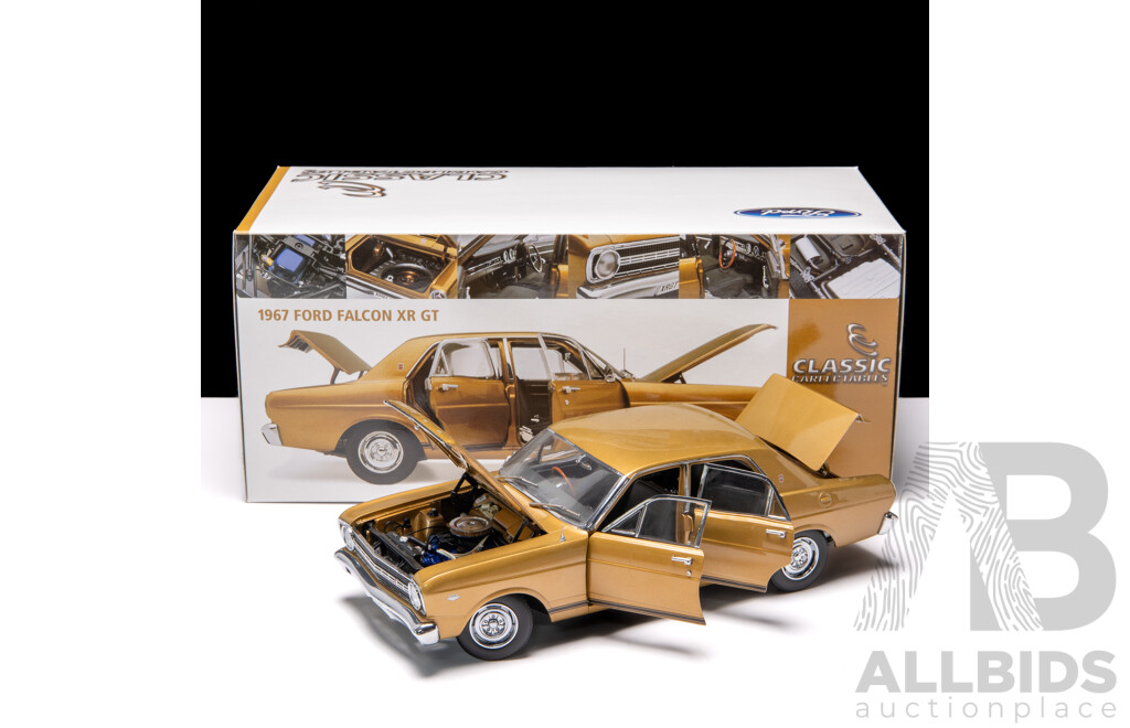 Classic Carlectables 1967 Ford XR Falcon GT Gold 1:18 Scale Model Car - COA Included