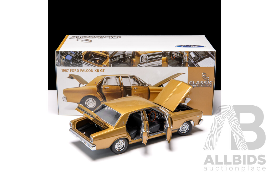 Classic Carlectables 1967 Ford XR Falcon GT Gold 1:18 Scale Model Car - COA Included