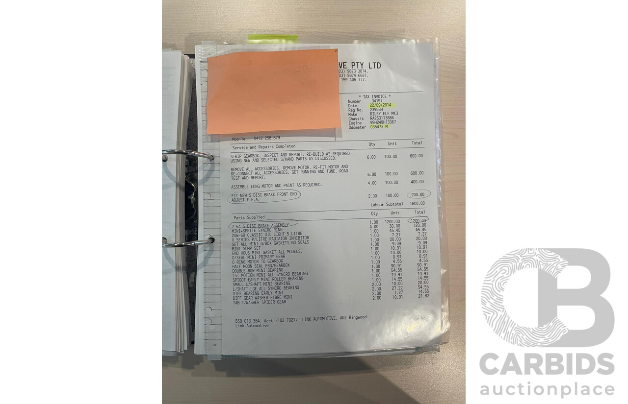 01/1968 Riley Elf MkIII 2d Sedan White / Black 1.0L