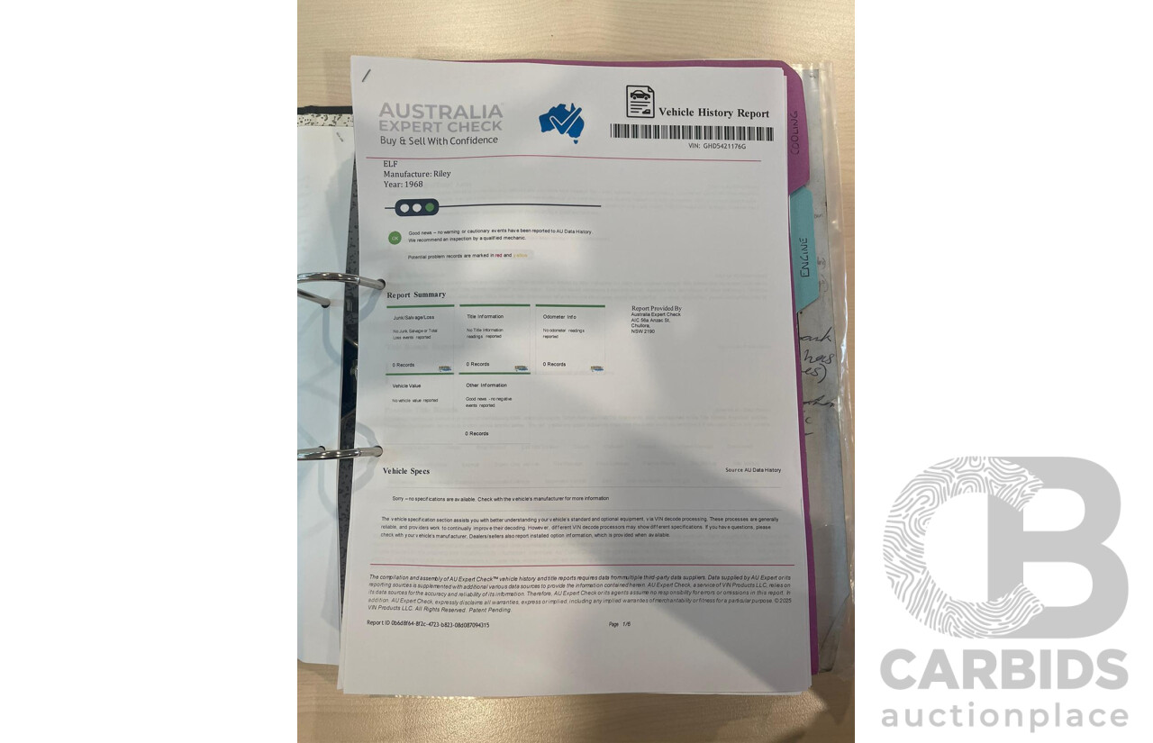 01/1968 Riley Elf MkIII 2d Sedan White / Black 1.0L