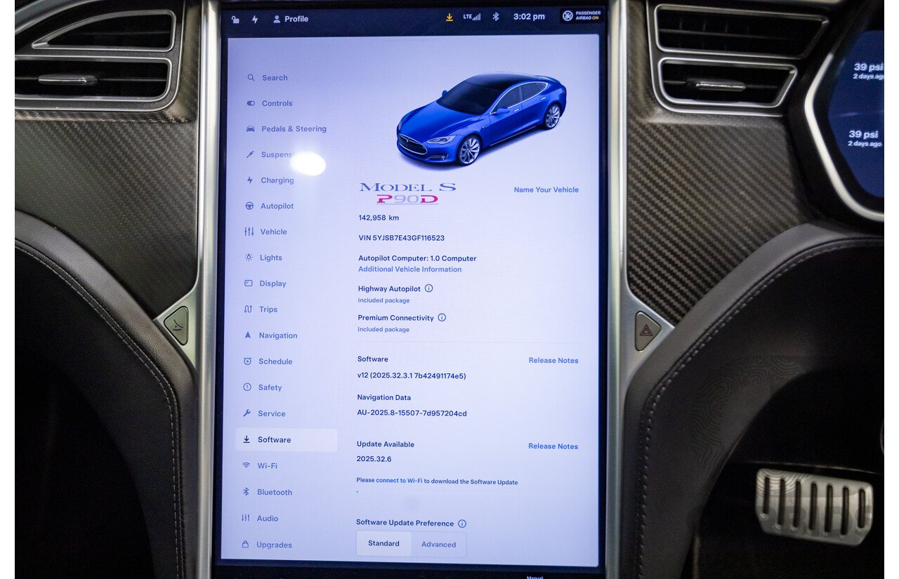 01/2016 Tesla Model S P90D (AWD) 4D Hatchback Deep Blue Metallic Dedicated Electric EV 376kw