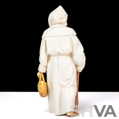 Algora (Spain) Porcelain Figure # S674. Monk Carrying Basket of Fruit