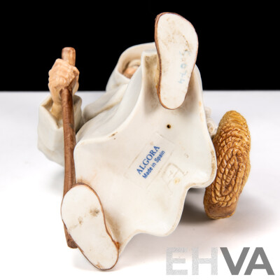 Algora (Spain) Porcelain Figure # S674. Monk Carrying Basket of Fruit