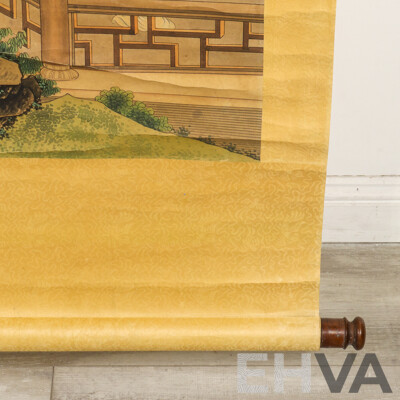 Gai Qi (Chinese, Qing Dynasty), Temple Scene, Scroll Painting, Watercolour on Paper