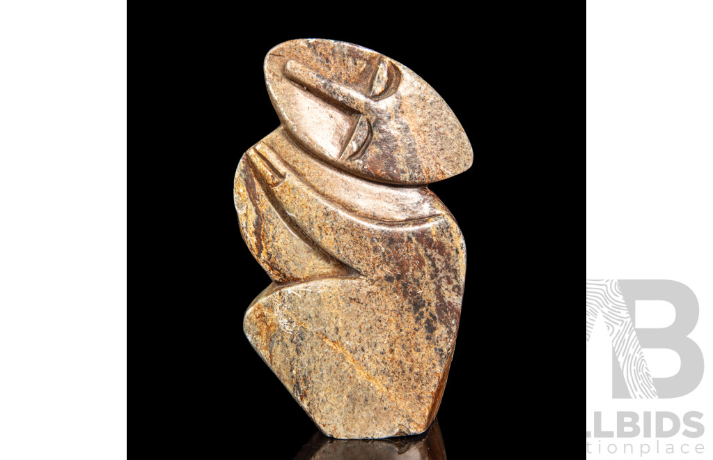 Agrippa Ndongwe Shona Sculpture in Leopard Stone with Gallery Label