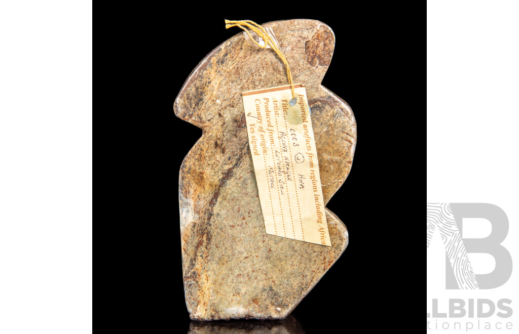Agrippa Ndongwe Shona Sculpture in Leopard Stone with Gallery Label
