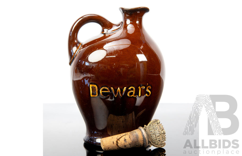Royal Doulton Kingsware Whisky Flask for Dewar’s 'Bonnie Prince Charlie' with Original Stopper
