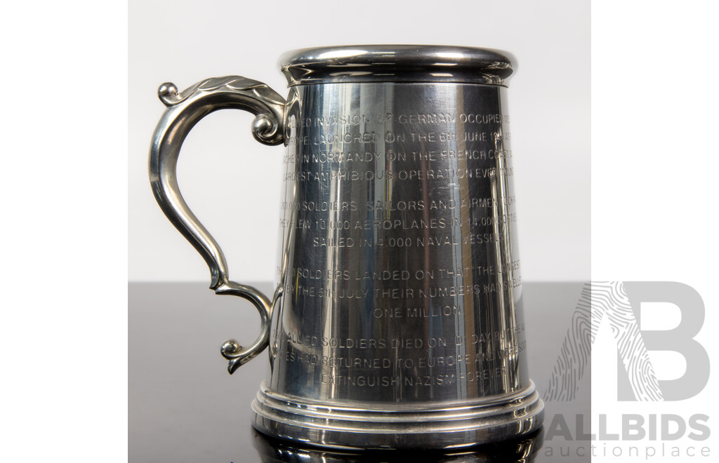 Set of Four Kirra Pewter Commemorative Tankards Including Battle of Britain, VE Day, VP Day and D-Day Editions