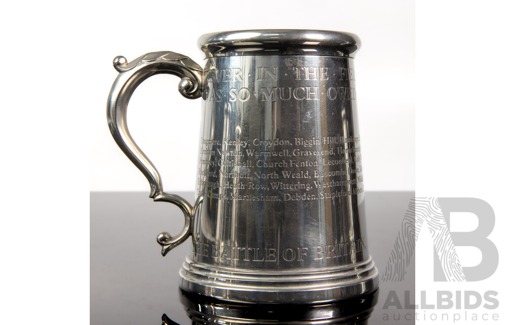 Set of Four Kirra Pewter Commemorative Tankards Including Battle of Britain, VE Day, VP Day and D-Day Editions