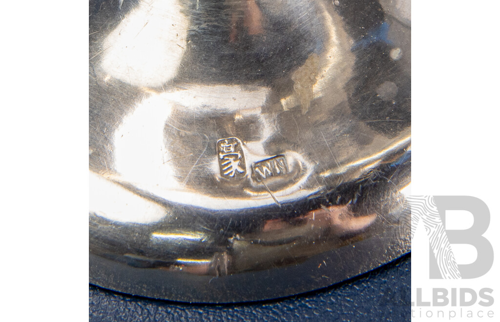 Pair of Chinese Sterling Silver Footed Mantel Vases with Fluted Rims