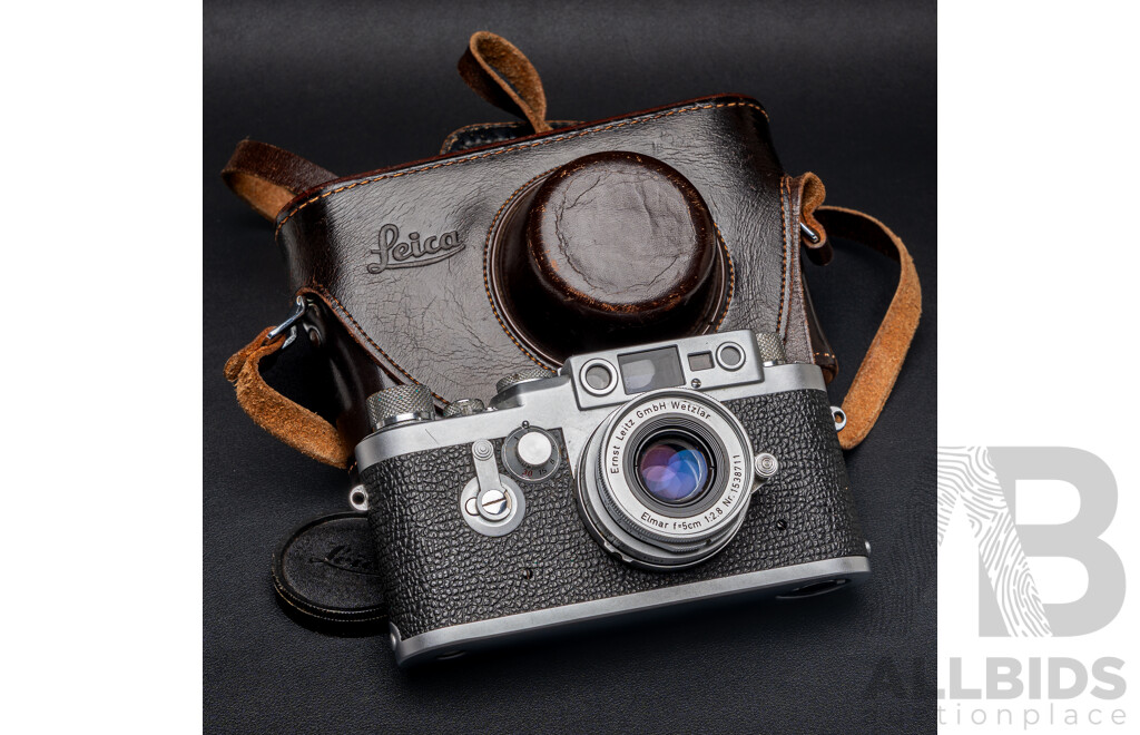Leica IIIG D.B.P. 35mm Rangefinder Camera (1957) Serial No. 888091 with Leitz Elmar 50mm F/2.8 Lens No. 1538711 in Original Case