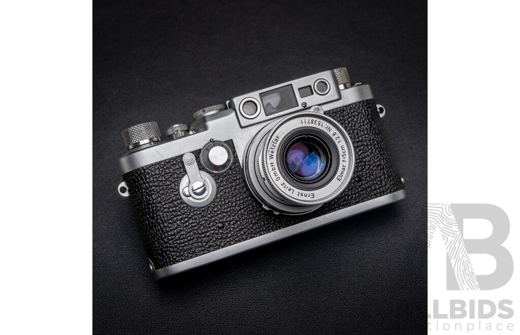 Leica IIIG D.B.P. 35mm Rangefinder Camera (1957) Serial No. 888091 with Leitz Elmar 50mm F/2.8 Lens No. 1538711 in Original Case