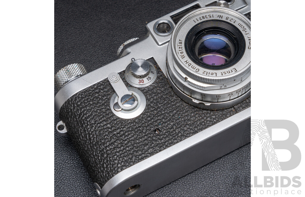 Leica IIIG D.B.P. 35mm Rangefinder Camera (1957) Serial No. 888091 with Leitz Elmar 50mm F/2.8 Lens No. 1538711 in Original Case