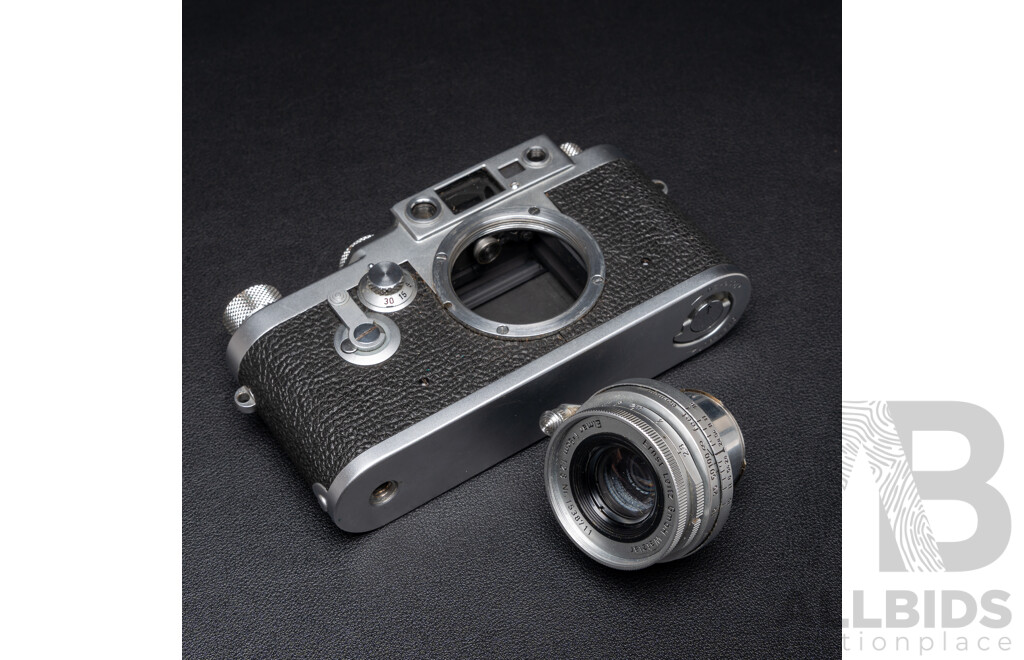 Leica IIIG D.B.P. 35mm Rangefinder Camera (1957) Serial No. 888091 with Leitz Elmar 50mm F/2.8 Lens No. 1538711 in Original Case