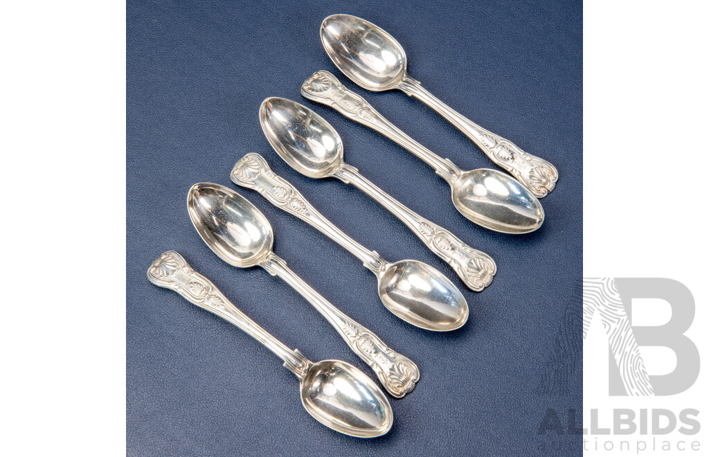 Six George Aldwinckle (London) Sterling Silver Spoons, C.1840s