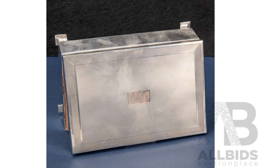 Goldsmiths & Silversmiths Co. Sterling Silver Wood-Lined Cigarette Box, London 1955
