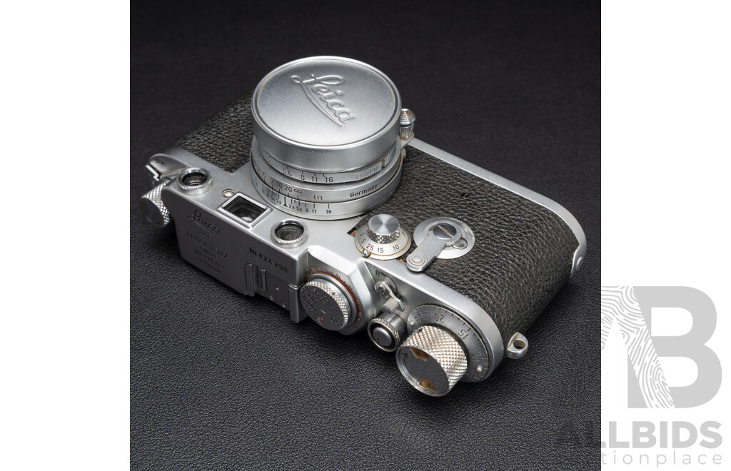 Leica IIIf 35mm LTM Rangefinder Camera with Collapsible Elmar 50mm F/2.8 Lens (Ernst Leitz Wetzlar, 1956) Serial No. 824298