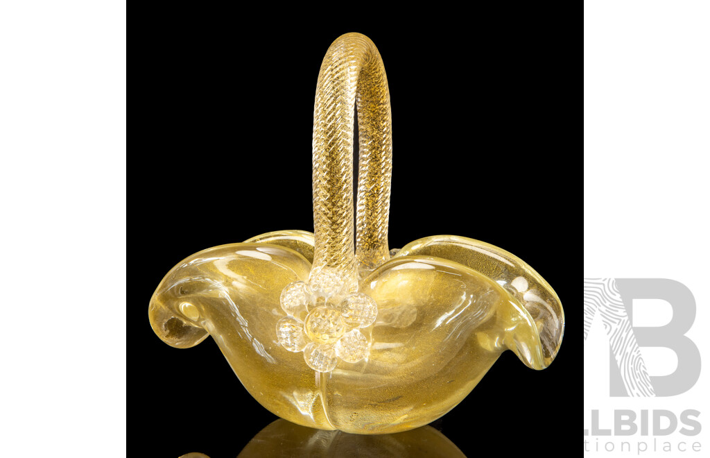 Murano Glass Barovier & Toso Aventurine Basket