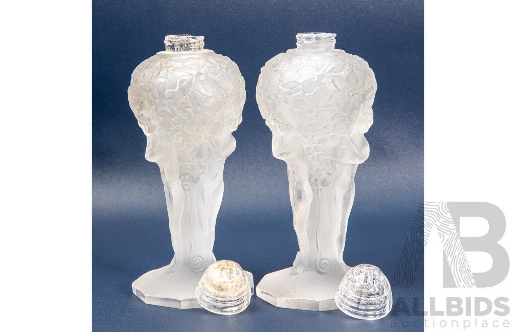 Pair of Tall Pâte De Verre French Art Glass Salt and Pepper Shakers