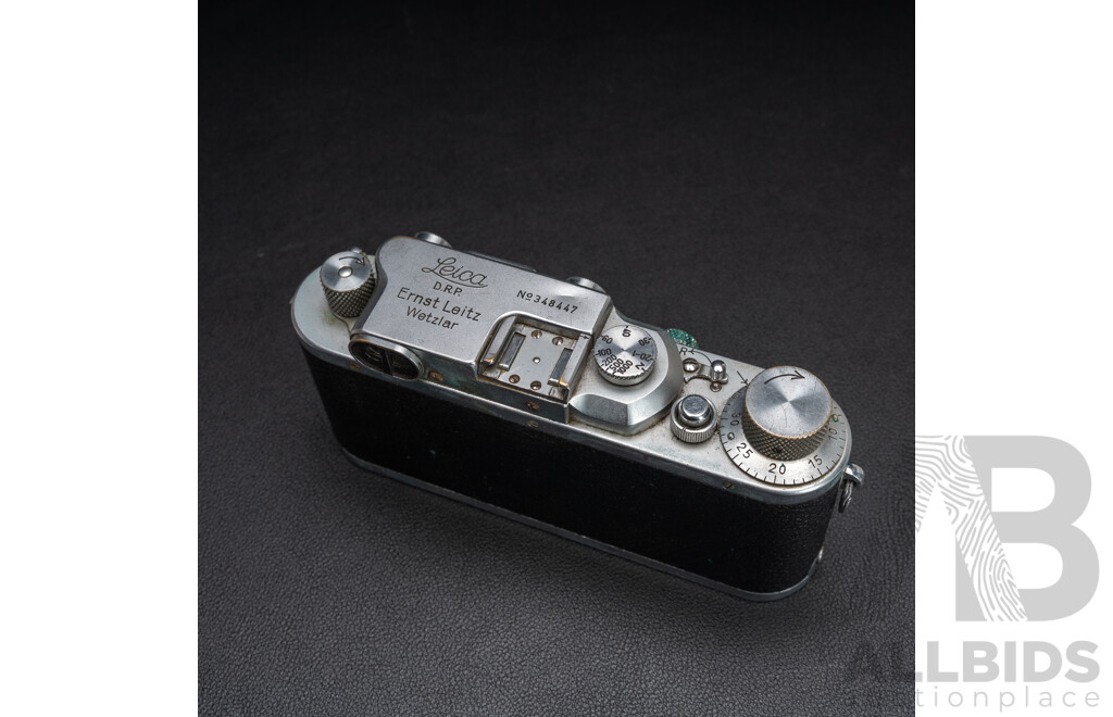 Leica IIIB 35mm LTM Rangefinder Camera Body (Ernst Leitz Wetzlar, 1939) Serial No. 348447 with Leitz Collapsible Elmar 50mm F/3.5 Lens