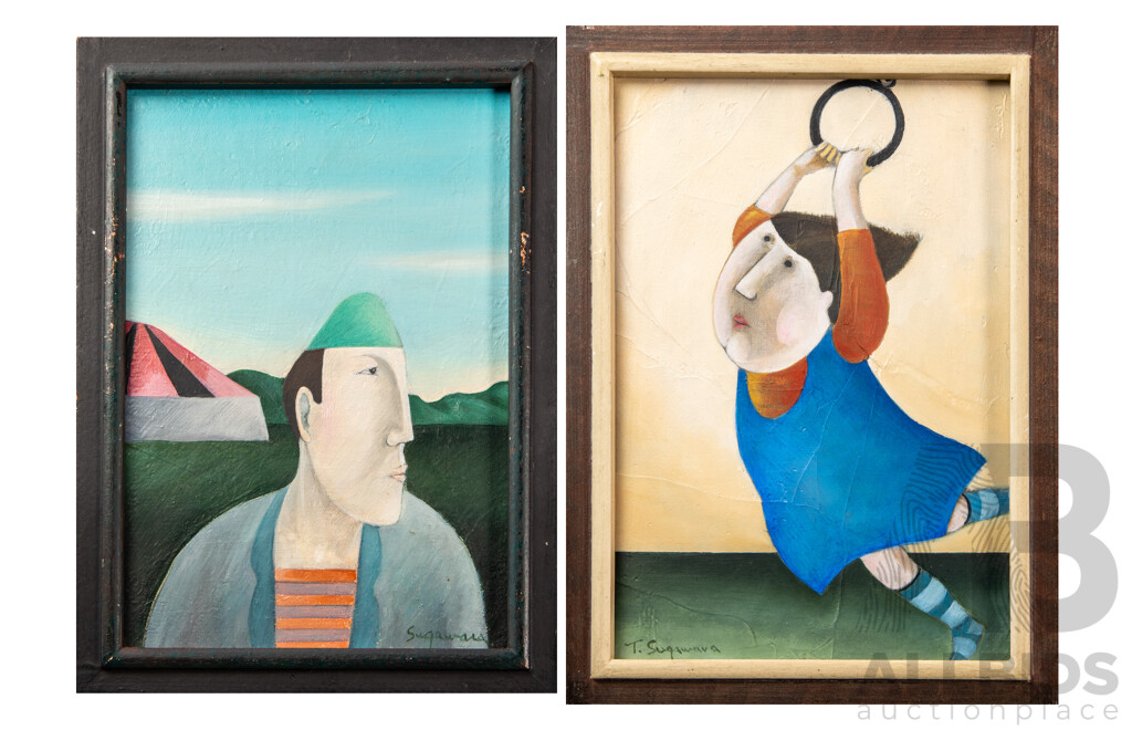 Takehiko Sugawara Pair of Figurative Oil Paintings