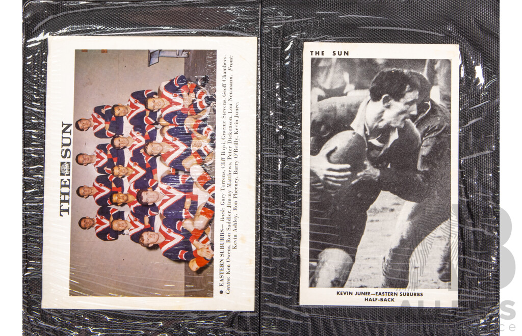 Complete Set of 'The Sun' 1967 Rugby League Cards  Full 50 Player Cards 12 Team Cards (Mint Condition in Folder)